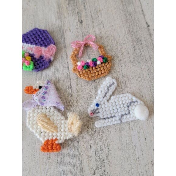 Crochet fridge magnet Easter spring set duck bunny egg basket - Picture 4 of 7